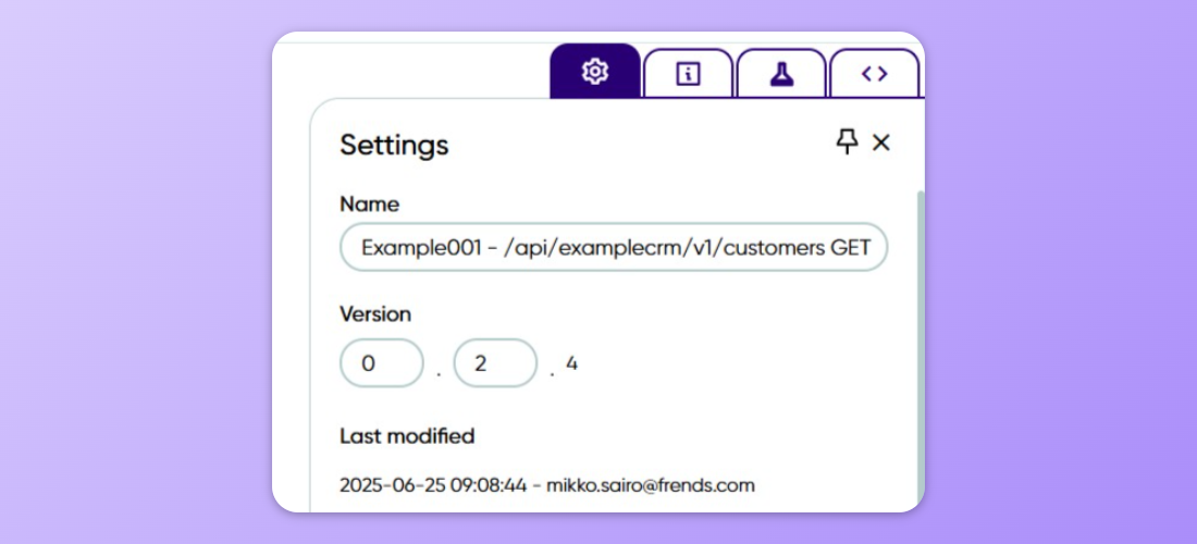 Showing general settings for a Process, focusing on version number.